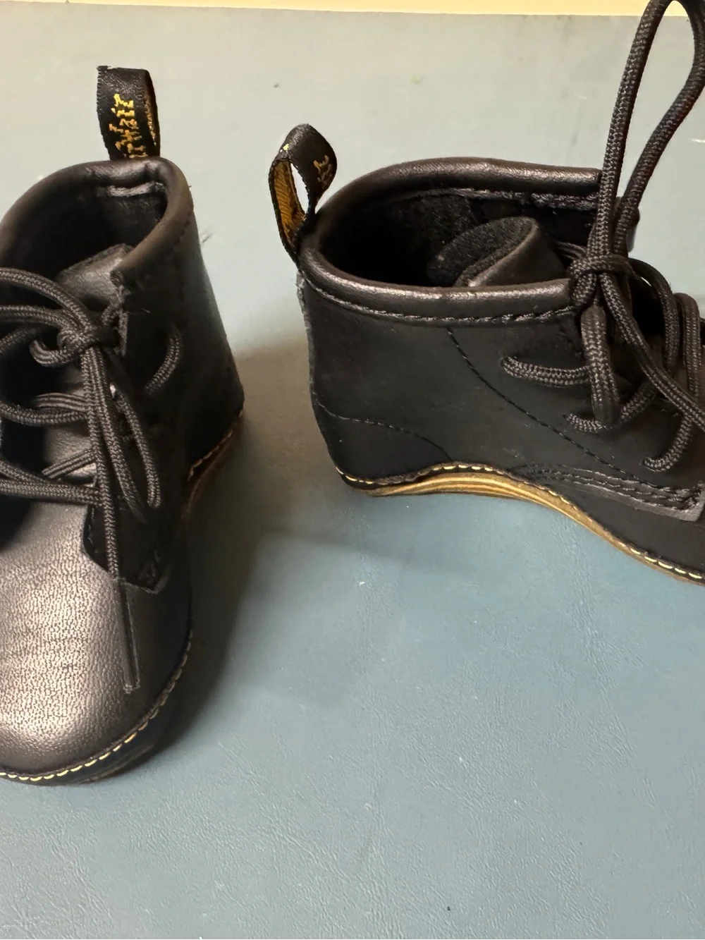 Infant Crib Bootie Dr Martens black leather size 3